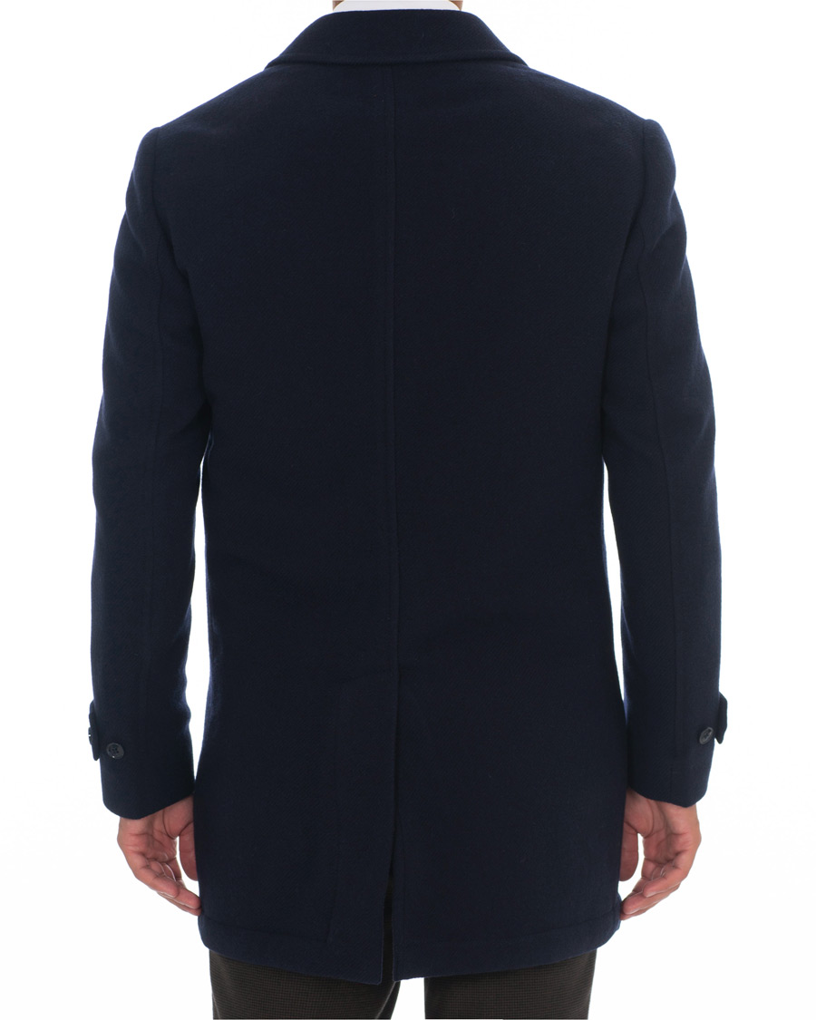 Homme | Manteaux Et Vestes | Hackett | Washed Wool Twill Coat Navy