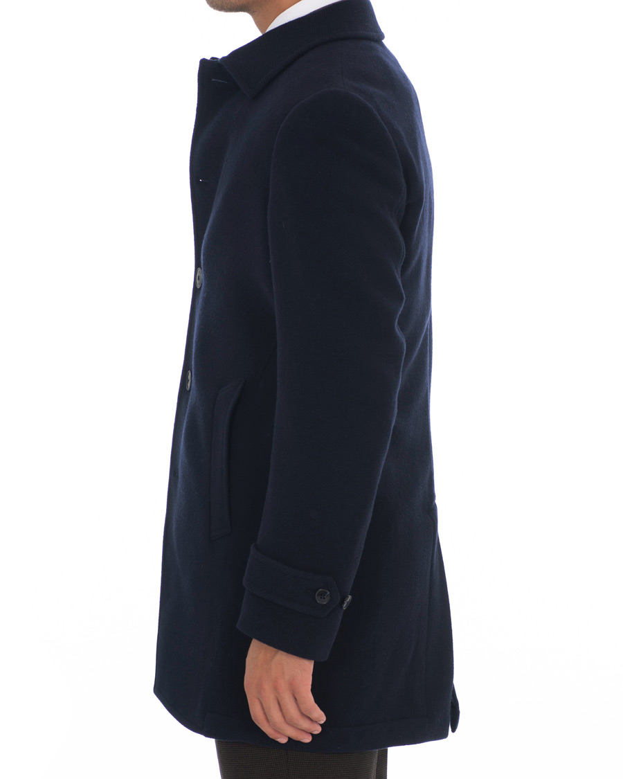 Homme | Manteaux Et Vestes | Hackett | Washed Wool Twill Coat Navy