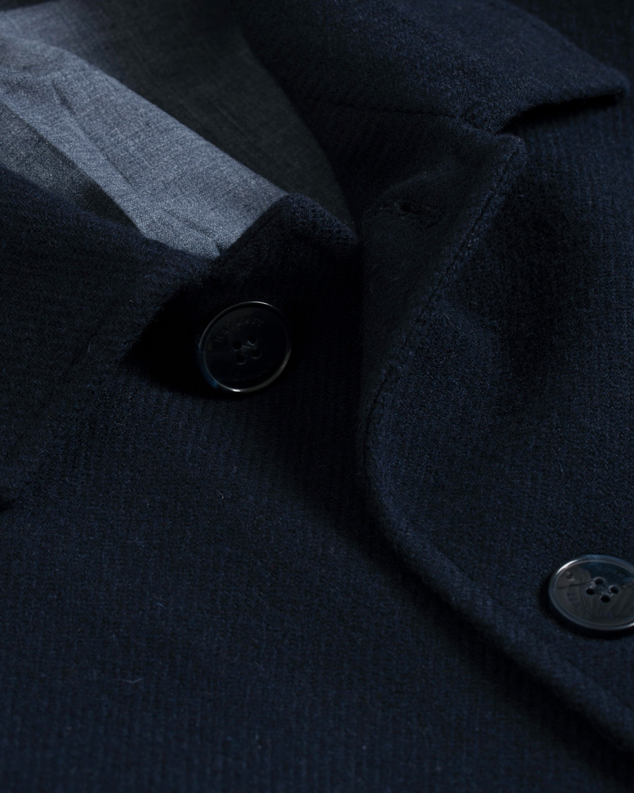 Homme | Manteaux Et Vestes | Hackett | Washed Wool Twill Coat Navy