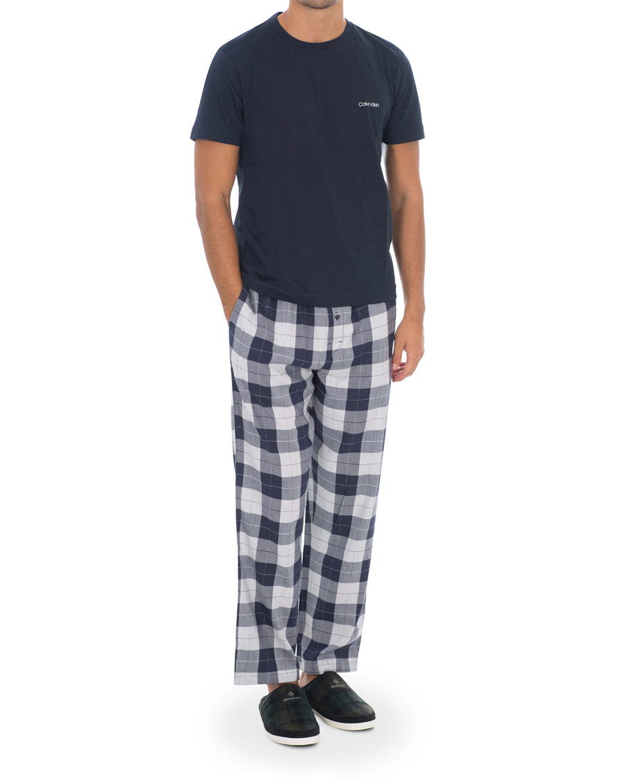 Homme | Peignoirs Et Pyjamas | Calvin Klein | Flannel Checked Pyjama Trousers Blue/White