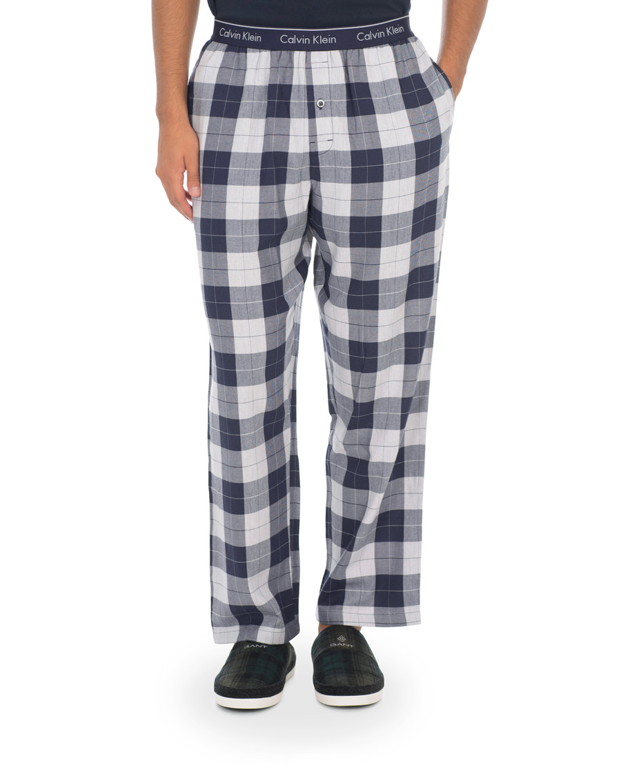 Homme | Peignoirs Et Pyjamas | Calvin Klein | Flannel Checked Pyjama Trousers Blue/White