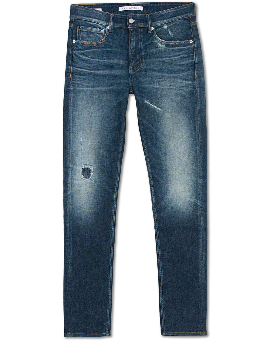 Homme | Jeans | Calvin Klein Jeans | Slim Tapered Shredded Jeans Mid Blue