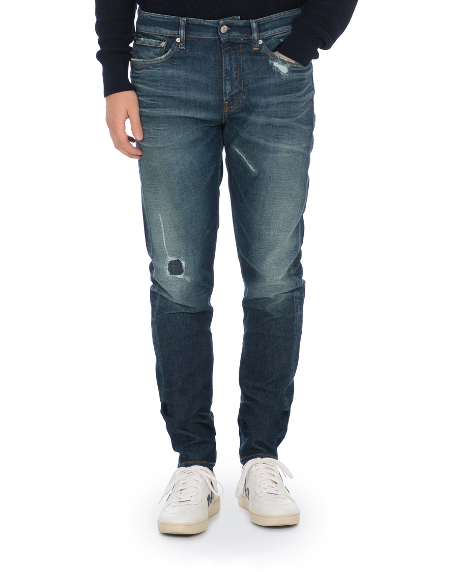 Homme | Jeans | Calvin Klein Jeans | Slim Tapered Shredded Jeans Mid Blue