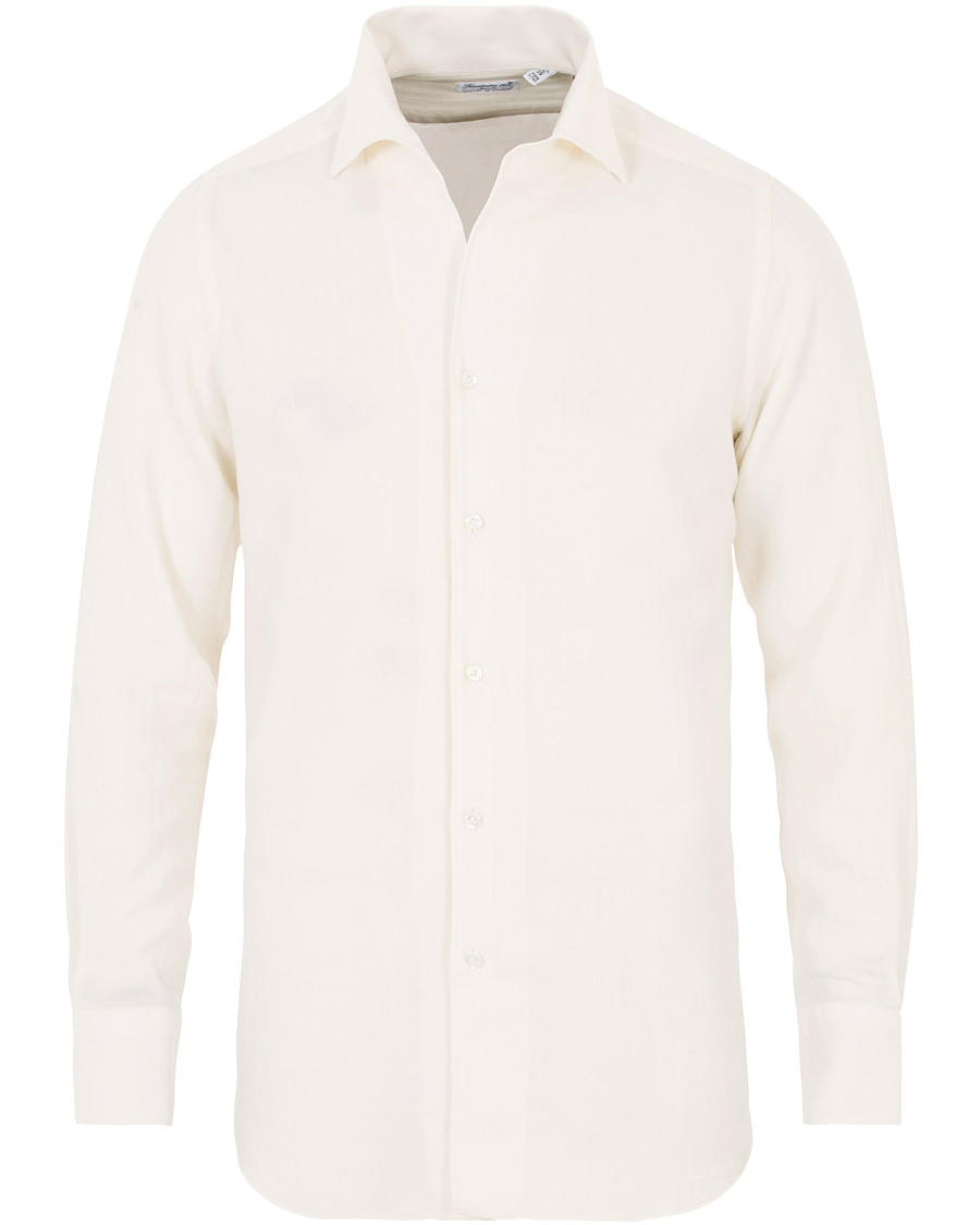 Heren | Overhemden | Finamore Napoli | Hidden Button Down Cashmere Shirt Ivory