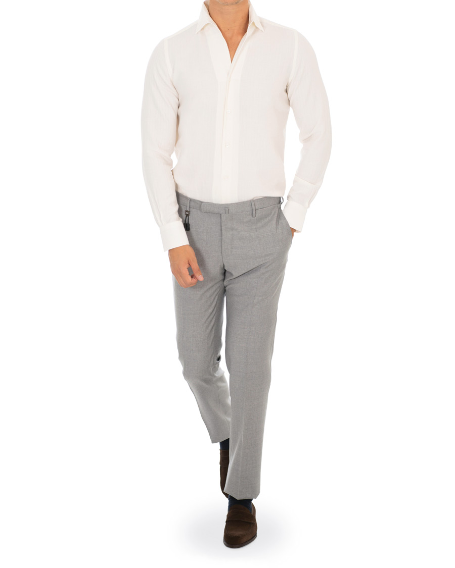 Heren | Overhemden | Finamore Napoli | Hidden Button Down Cashmere Shirt Ivory