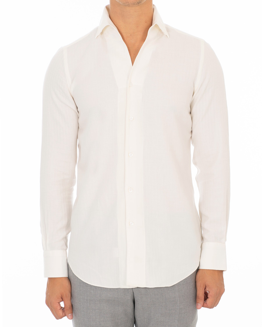 Heren | Overhemden | Finamore Napoli | Hidden Button Down Cashmere Shirt Ivory
