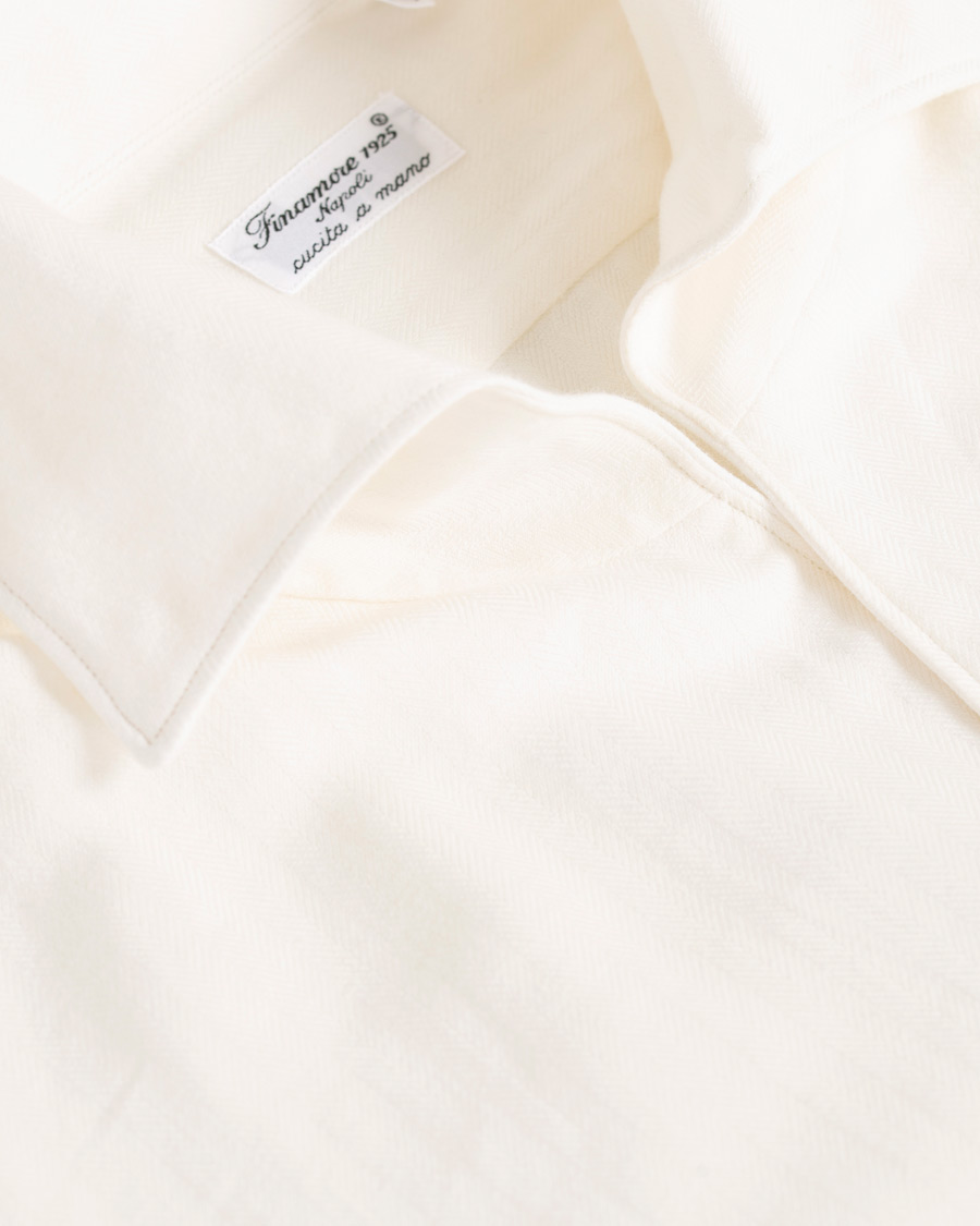 Heren | Overhemden | Finamore Napoli | Hidden Button Down Cashmere Shirt Ivory