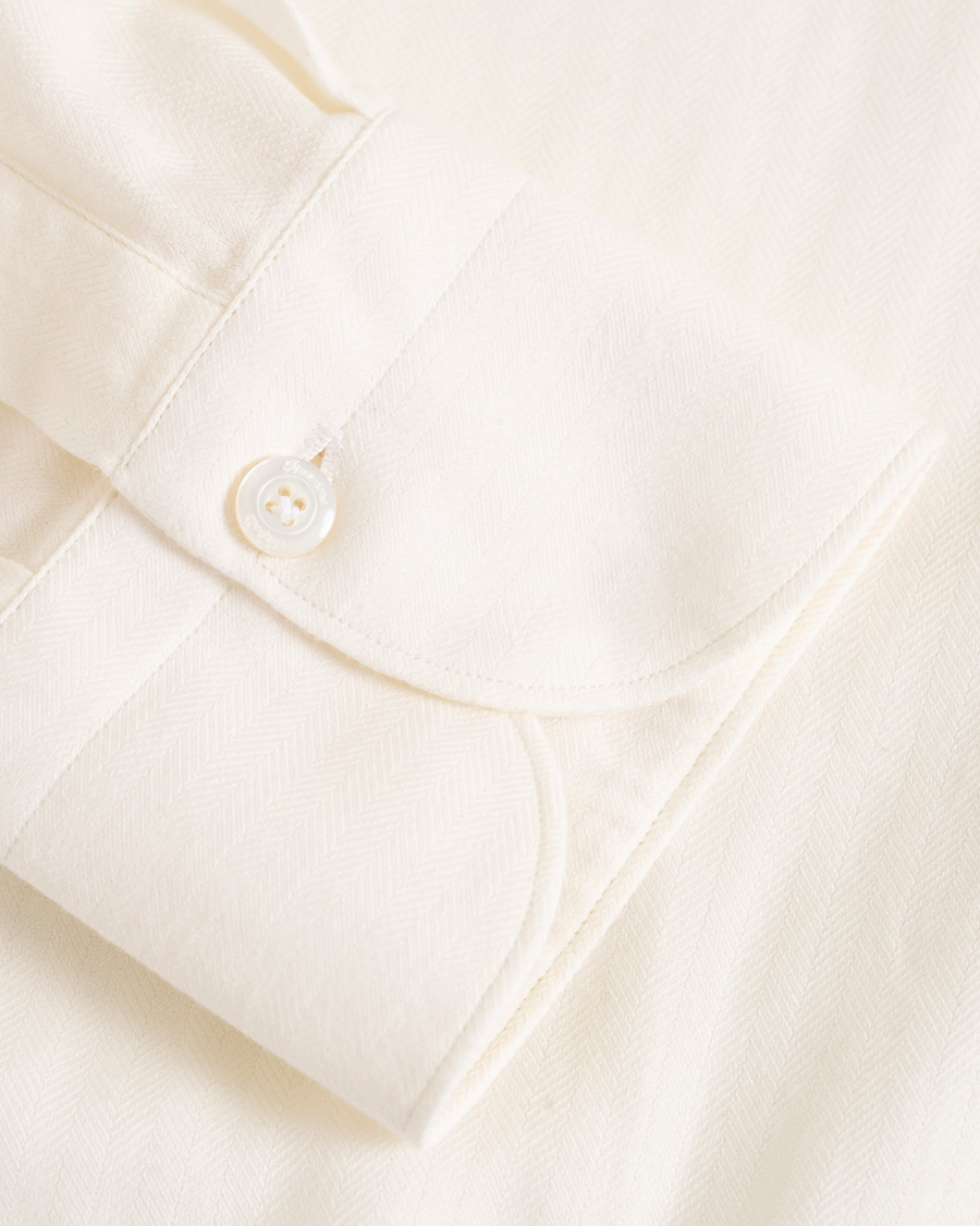 Heren | Overhemden | Finamore Napoli | Hidden Button Down Cashmere Shirt Ivory