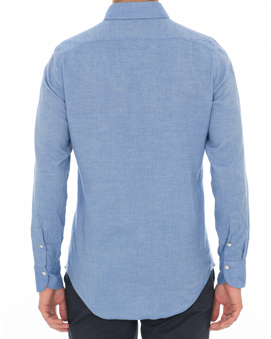 Heren | Overhemden | Finamore Napoli | Tokyo Slim Fit Flannel Shirt Light Blue
