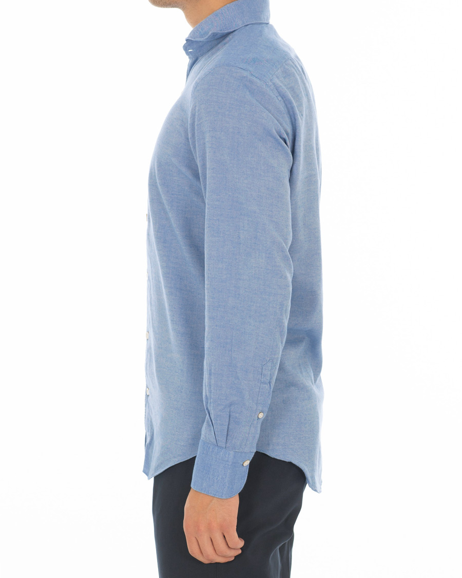 Heren | Overhemden | Finamore Napoli | Tokyo Slim Fit Flannel Shirt Light Blue