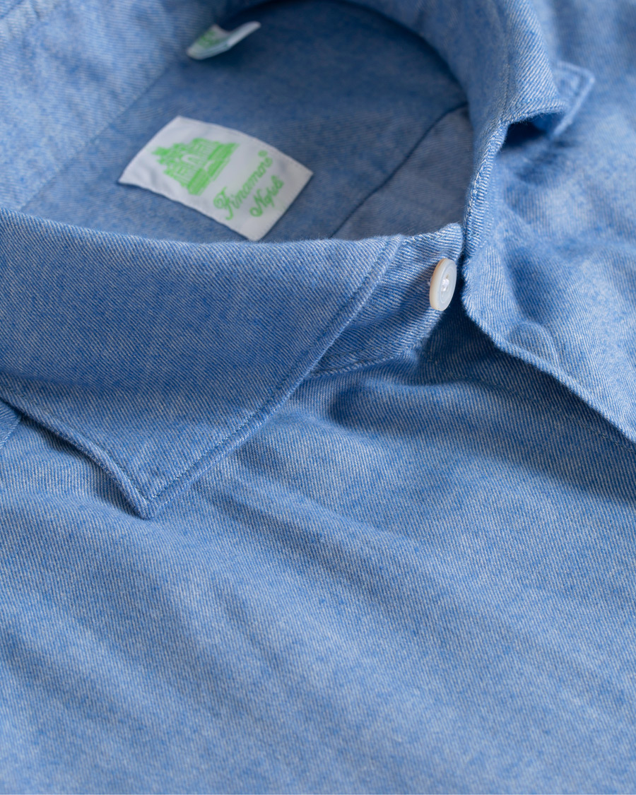 Heren | Overhemden | Finamore Napoli | Tokyo Slim Fit Flannel Shirt Light Blue