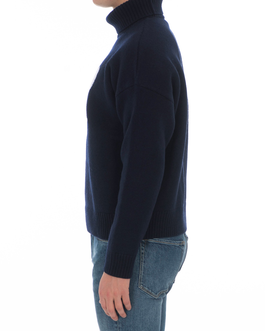 Heren | Truien | AMI | Oversized Heart Logo Wool Rollneck Navy