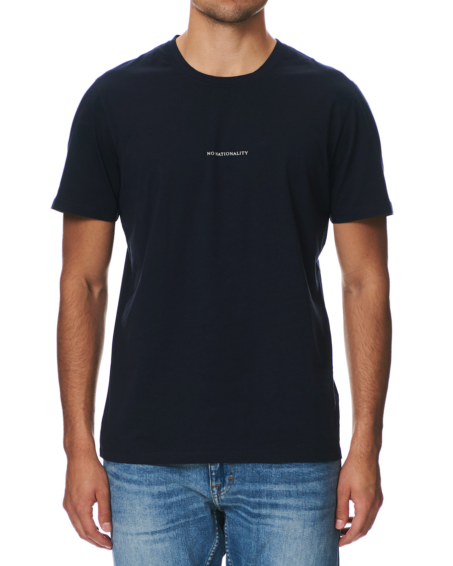 Heren | T-shirts | NN07 | Ethan Printed Crew Neck Tee Navy Blue