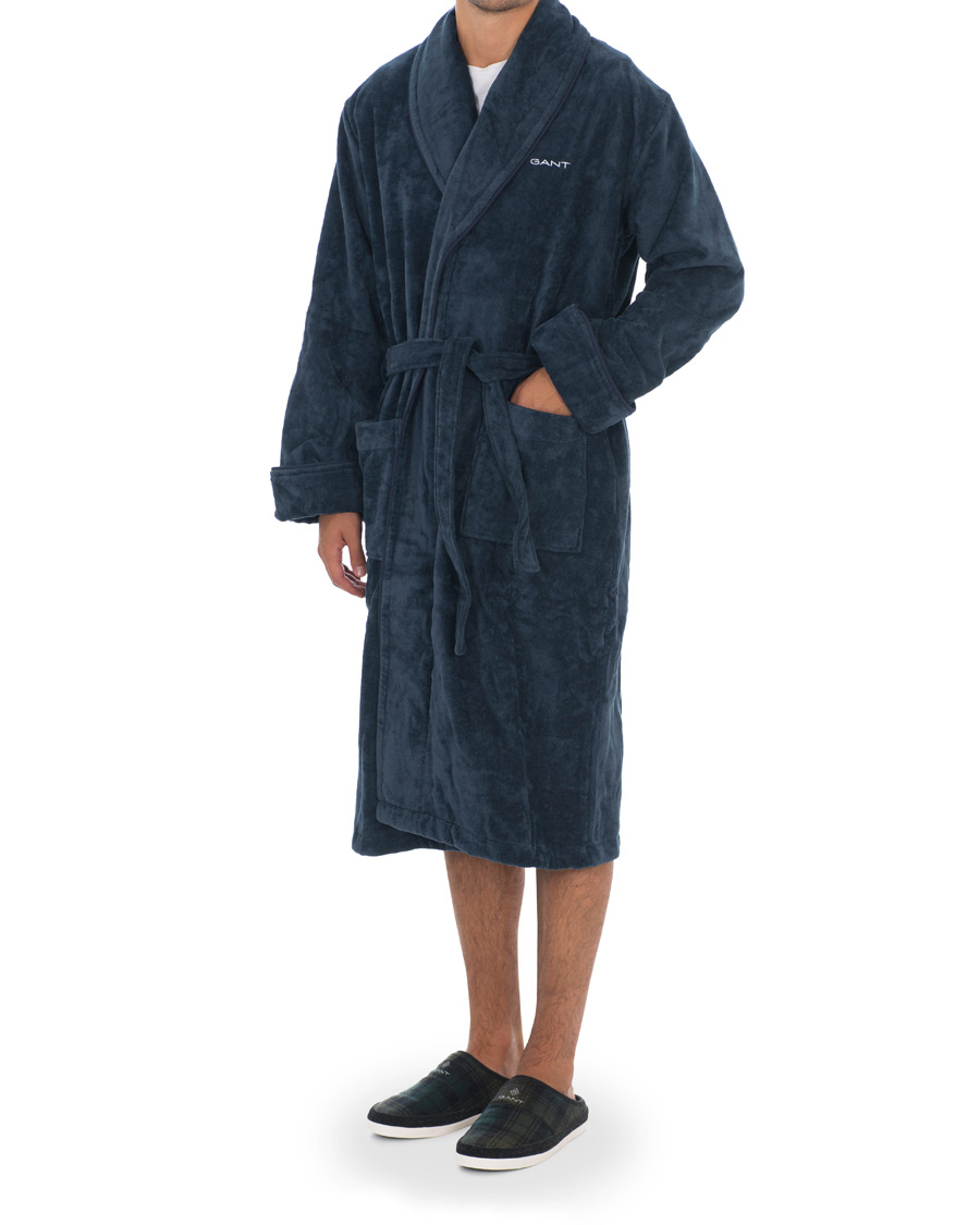 Homme | Peignoirs Et Pyjamas | GANT | Premium Velour Robe Evening Blue