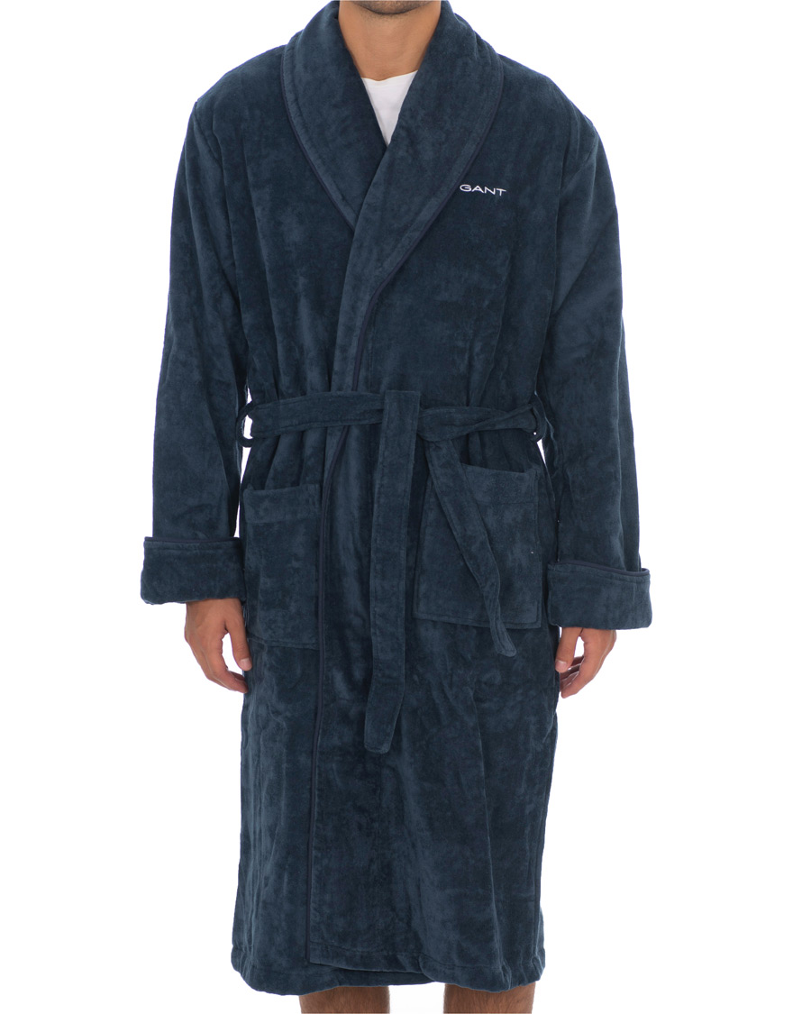 Homme | Peignoirs Et Pyjamas | GANT | Premium Velour Robe Evening Blue