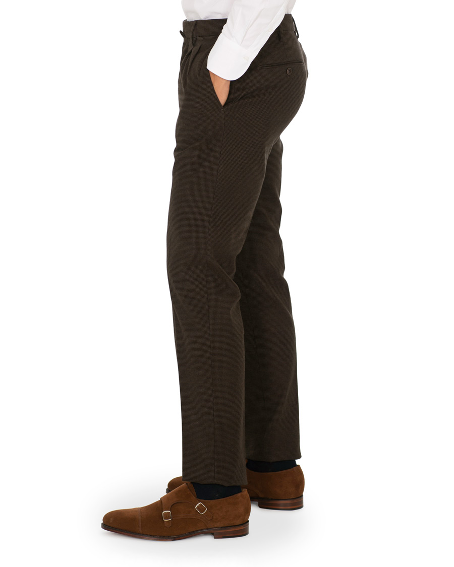 Heren | Broeken | Incotex | Slim Fit Pleated Trousers Dark Brown