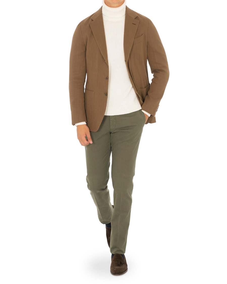 Homme | Pantalons | Incotex | Slim Fit Comfort Chino Forest Green
