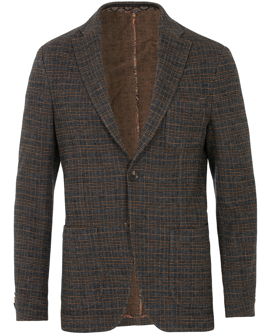 Heren | Blazers | Etro | Prince Of Wales Check Wool Blazer Dark Grey