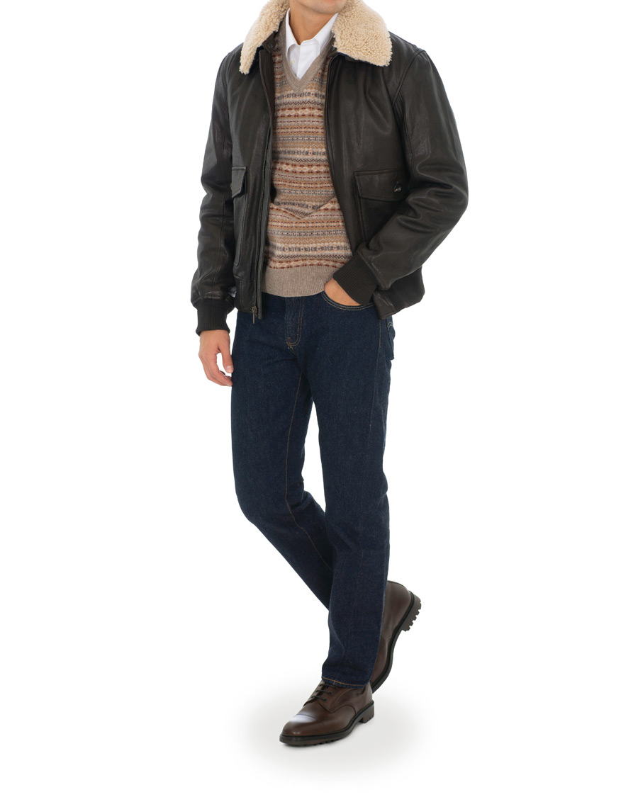 Homme | Manteaux Et Vestes | Brooks Brothers | Aviator Shearling Bomber Jacket Vintage Brown
