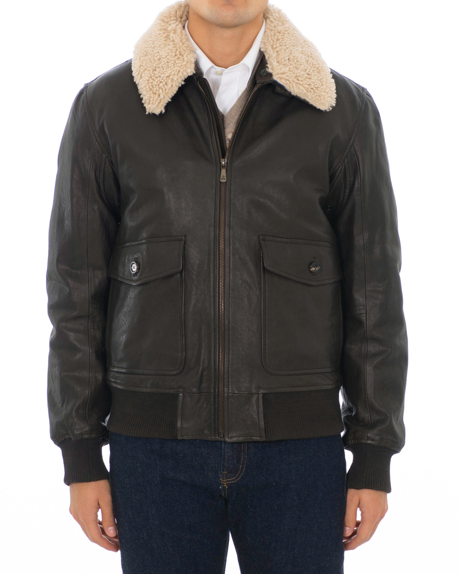 Homme | Manteaux Et Vestes | Brooks Brothers | Aviator Shearling Bomber Jacket Vintage Brown
