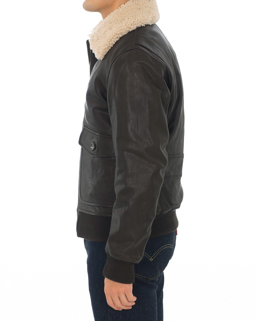 Homme | Manteaux Et Vestes | Brooks Brothers | Aviator Shearling Bomber Jacket Vintage Brown