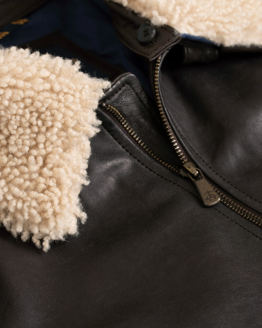 Homme | Manteaux Et Vestes | Brooks Brothers | Aviator Shearling Bomber Jacket Vintage Brown