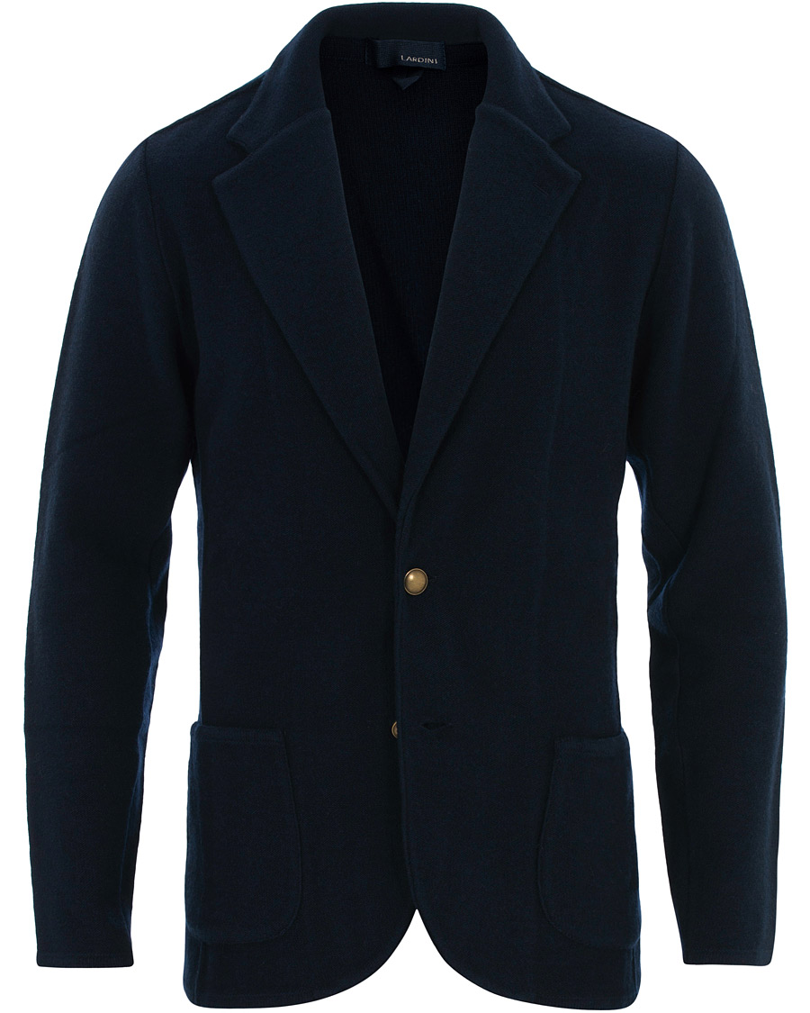 Homme | Blazers | Lardini | Knitted Wool Blazer Blue