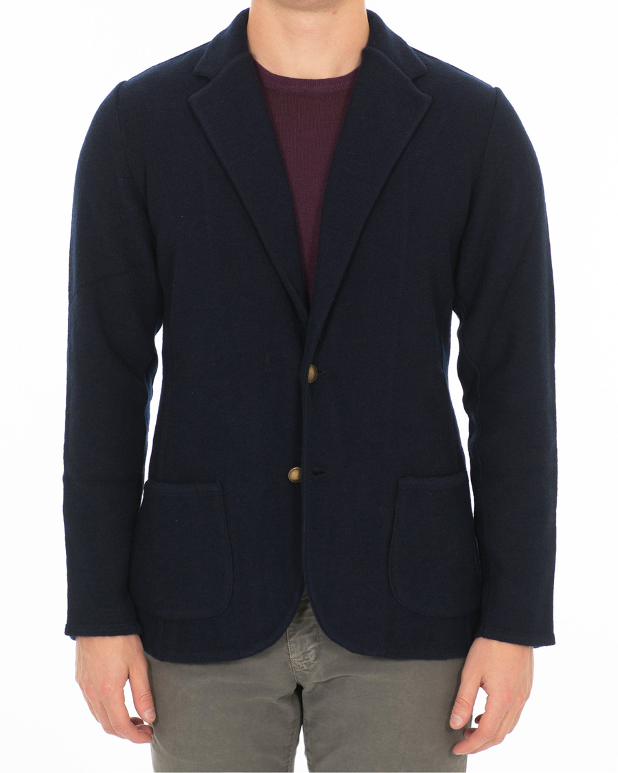 Homme | Blazers | Lardini | Knitted Wool Blazer Blue