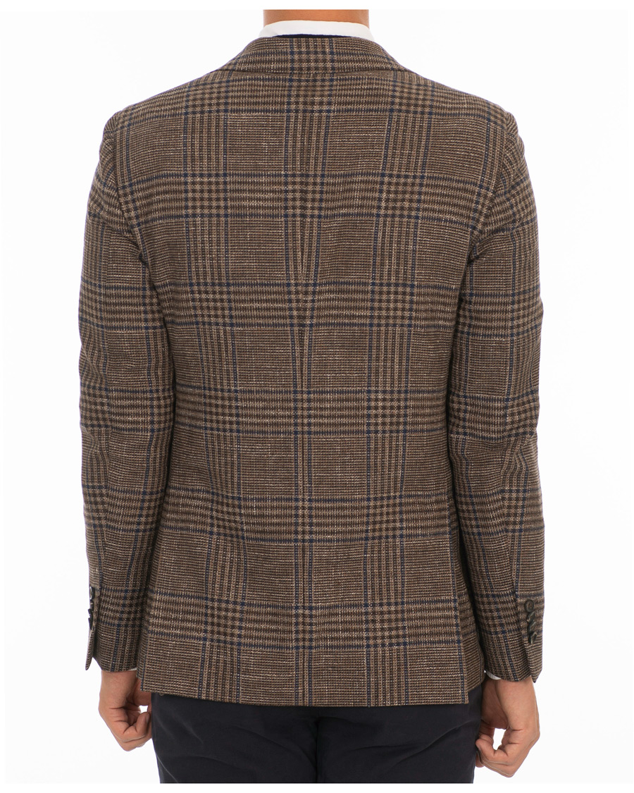 Homme | Blazers | Lardini | Checked Three Roll-Two Patch Pocket Blazer Brown