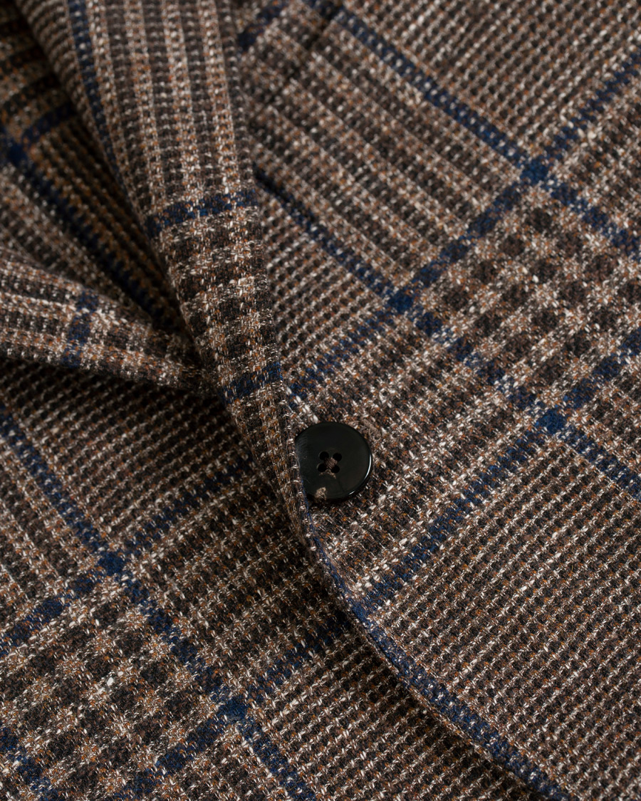 Homme | Blazers | Lardini | Checked Three Roll-Two Patch Pocket Blazer Brown