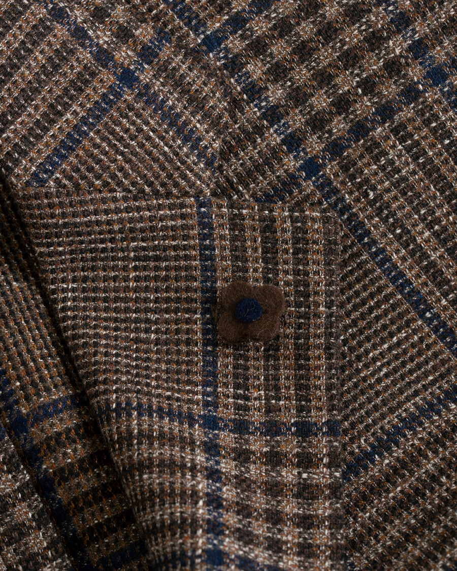 Homme | Blazers | Lardini | Checked Three Roll-Two Patch Pocket Blazer Brown