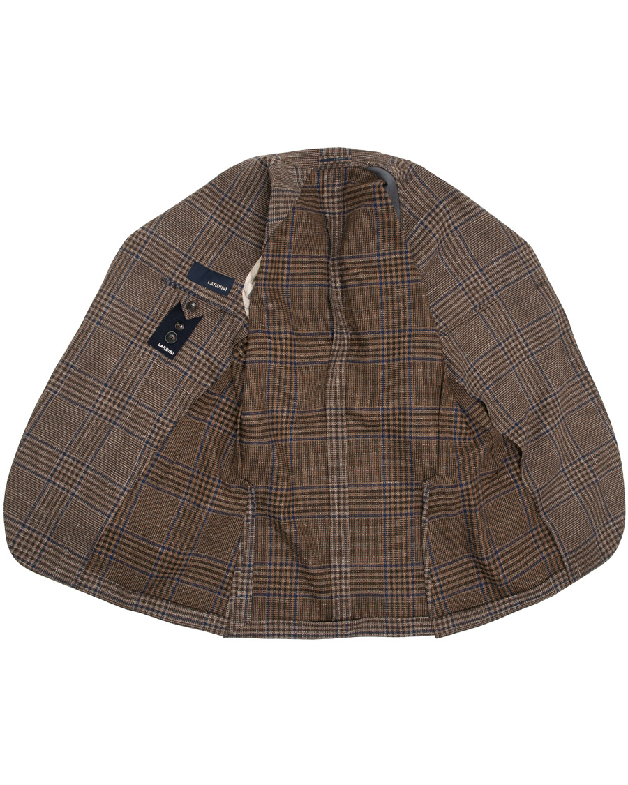 Homme | Blazers | Lardini | Checked Three Roll-Two Patch Pocket Blazer Brown