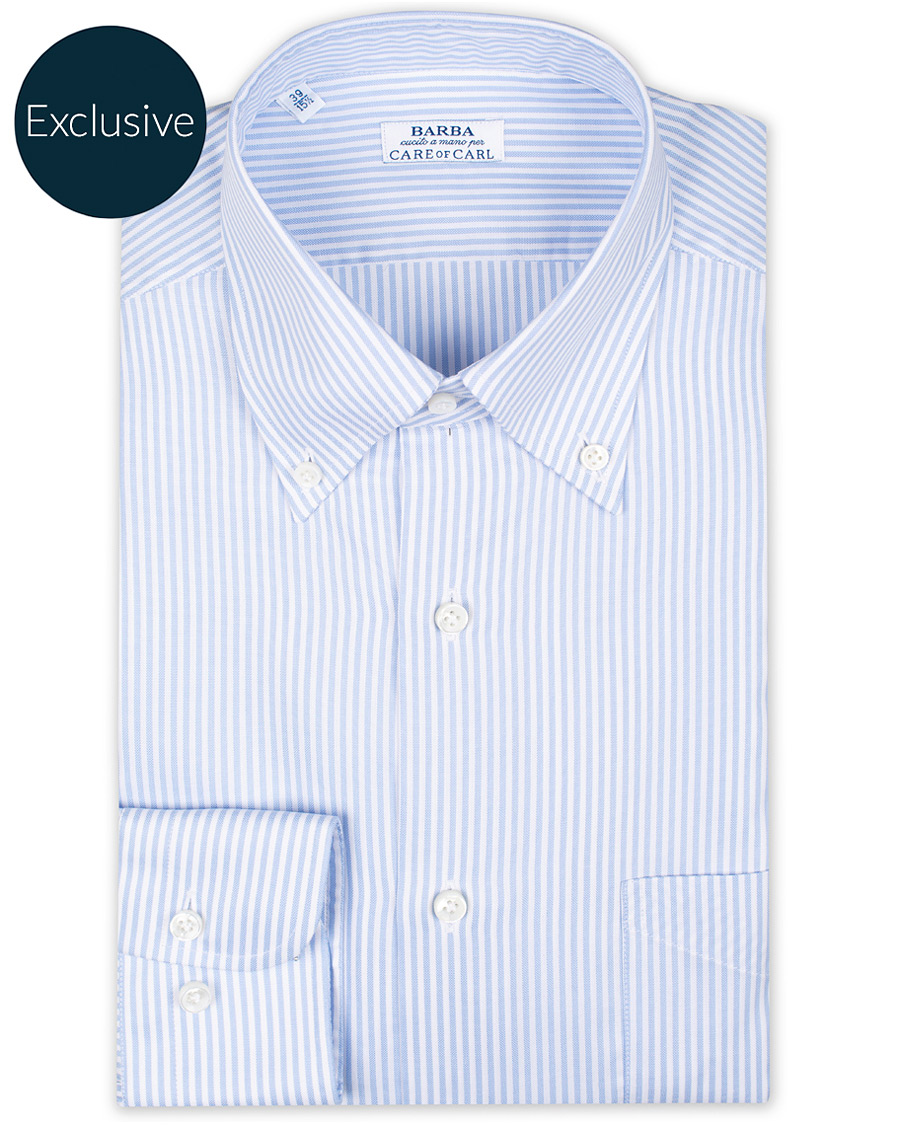 Homme | Chemises | Barba Napoli | Slim Fit Oxford Button Down Shirt Blue Striped