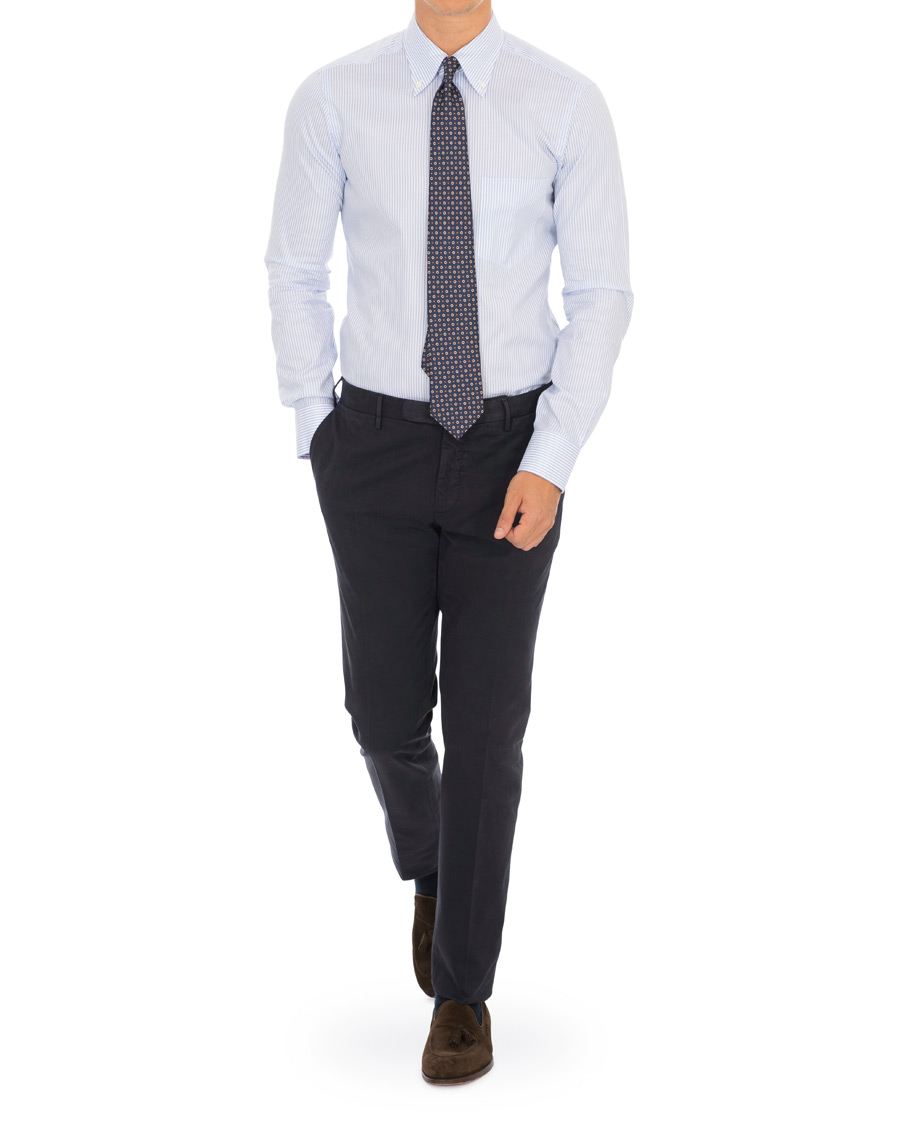Homme | Chemises | Barba Napoli | Slim Fit Oxford Button Down Shirt Blue Striped