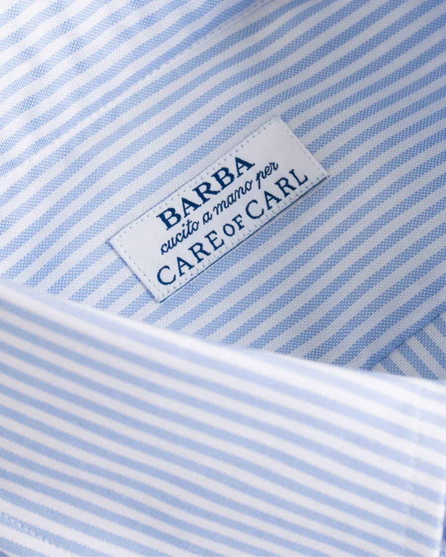 Homme | Chemises | Barba Napoli | Slim Fit Oxford Button Down Shirt Blue Striped