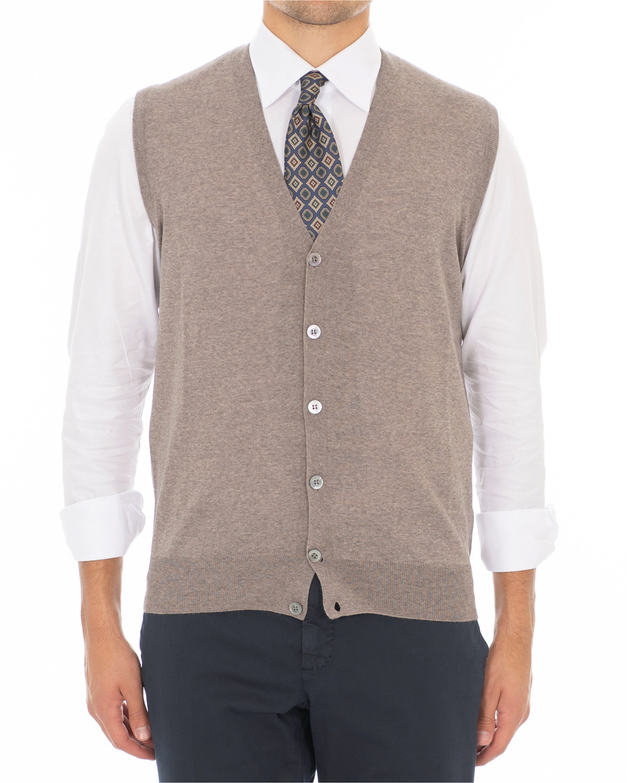 Heren | Truien | Canali | Merino Wool Gilet Light Brown