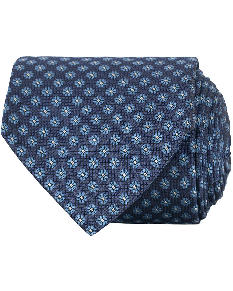 Homme | Canali Silk Woven Flower 8 cm Tie Navy | Canali | Silk Woven Flower 8 cm Tie Navy