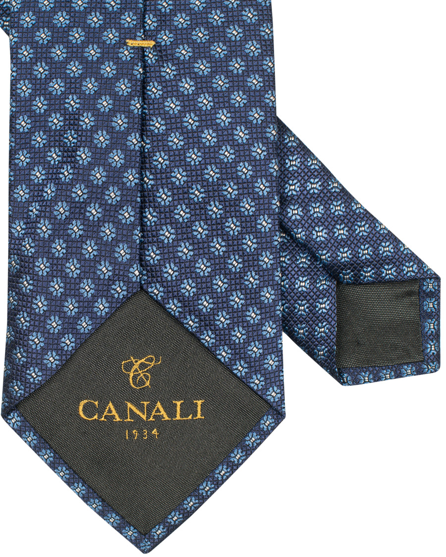 Homme | Canali Silk Woven Flower 8 cm Tie Navy | Canali | Silk Woven Flower 8 cm Tie Navy