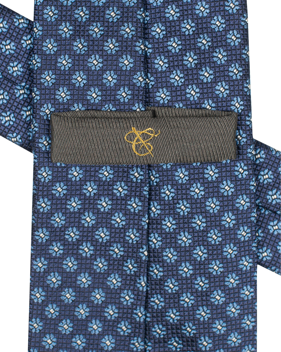 Homme | Canali Silk Woven Flower 8 cm Tie Navy | Canali | Silk Woven Flower 8 cm Tie Navy