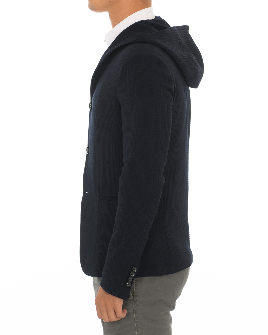 Heren | Blazers | Emporio Armani | Structured Knitted Blazer Hoodie Navy