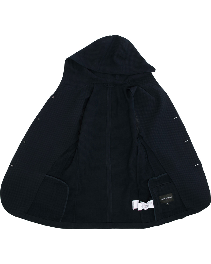 Heren | Blazers | Emporio Armani | Structured Knitted Blazer Hoodie Navy