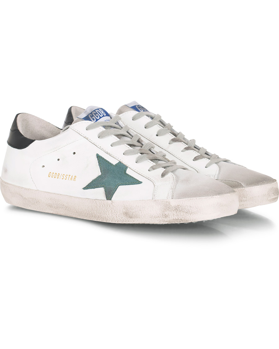 Heren | Golden Goose Deluxe Brand Green Star Superstar Sneaker White Calf | Golden Goose | Deluxe Brand Green Star Superstar Sneaker White Calf