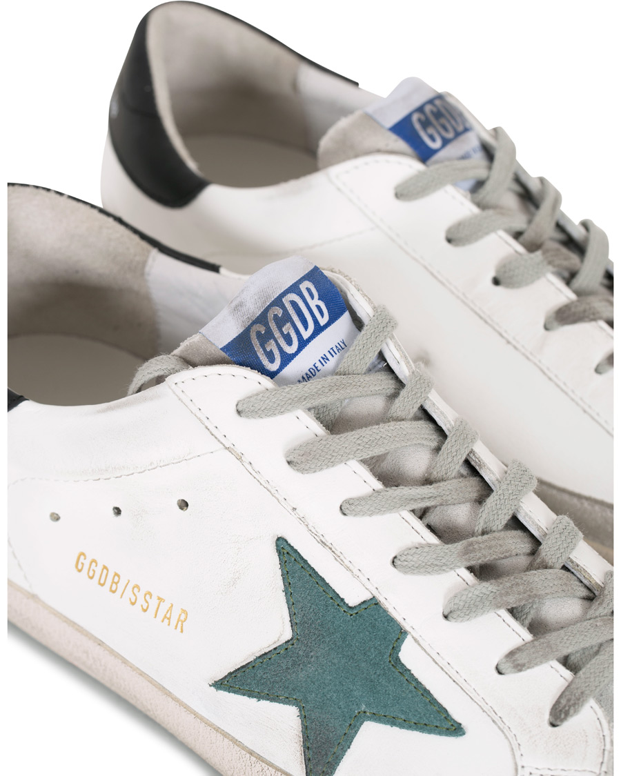 Heren | Golden Goose Deluxe Brand Green Star Superstar Sneaker White Calf | Golden Goose | Deluxe Brand Green Star Superstar Sneaker White Calf