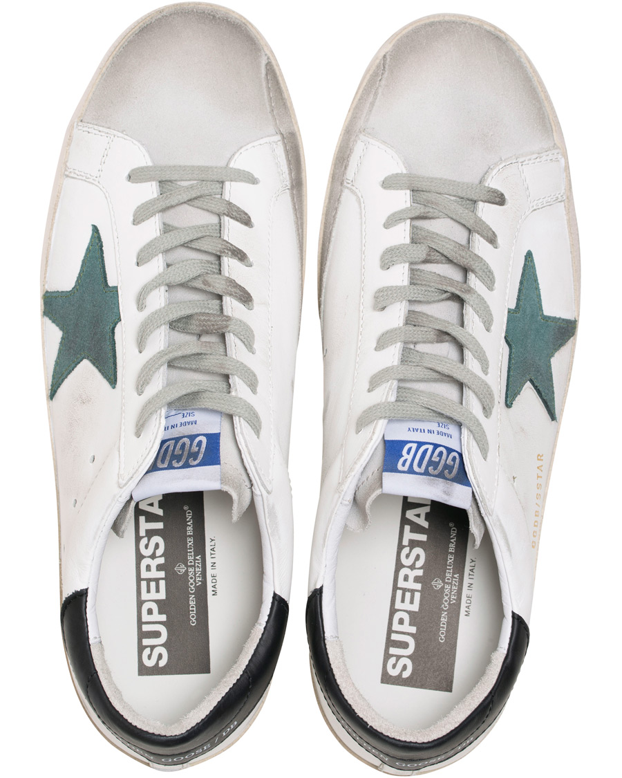 Heren | Golden Goose Deluxe Brand Green Star Superstar Sneaker White Calf | Golden Goose | Deluxe Brand Green Star Superstar Sneaker White Calf