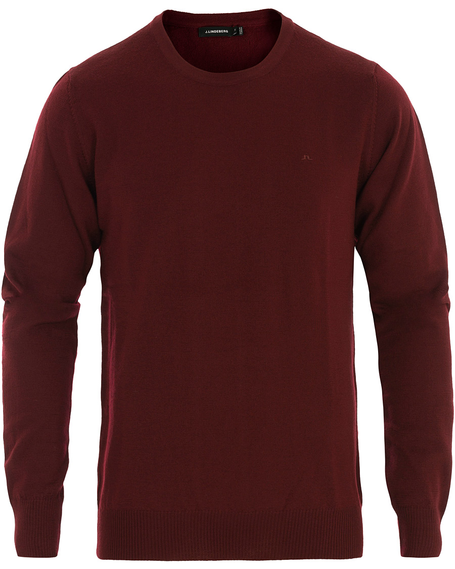 Homme | Pulls Et Tricots | J.Lindeberg | Lyle True Merino Crew Neck Pullover Wine Red
