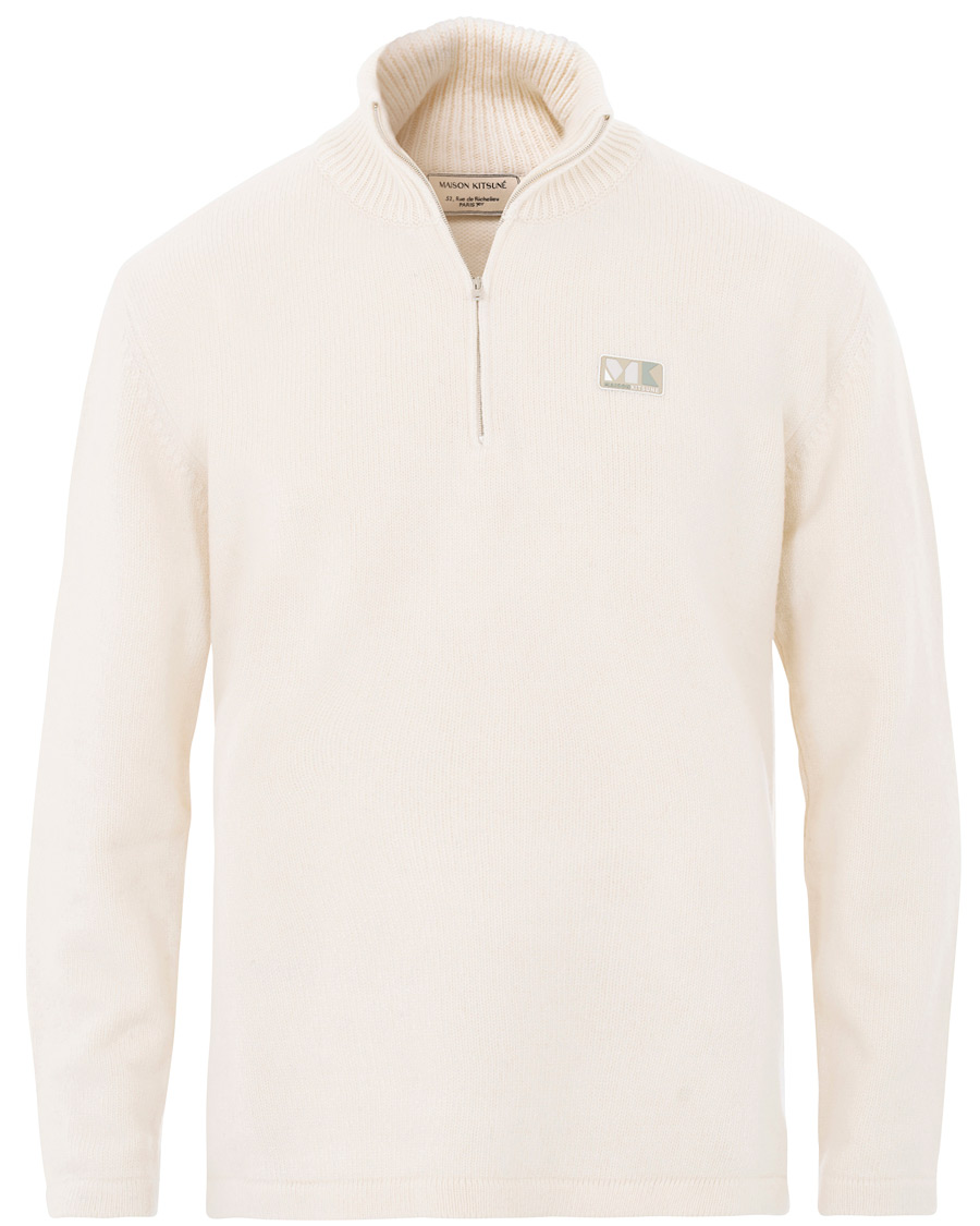 Homme | Pulls Et Tricots | Maison Kitsuné | Wool/Cashmere Zip Collar Pullover Ecru