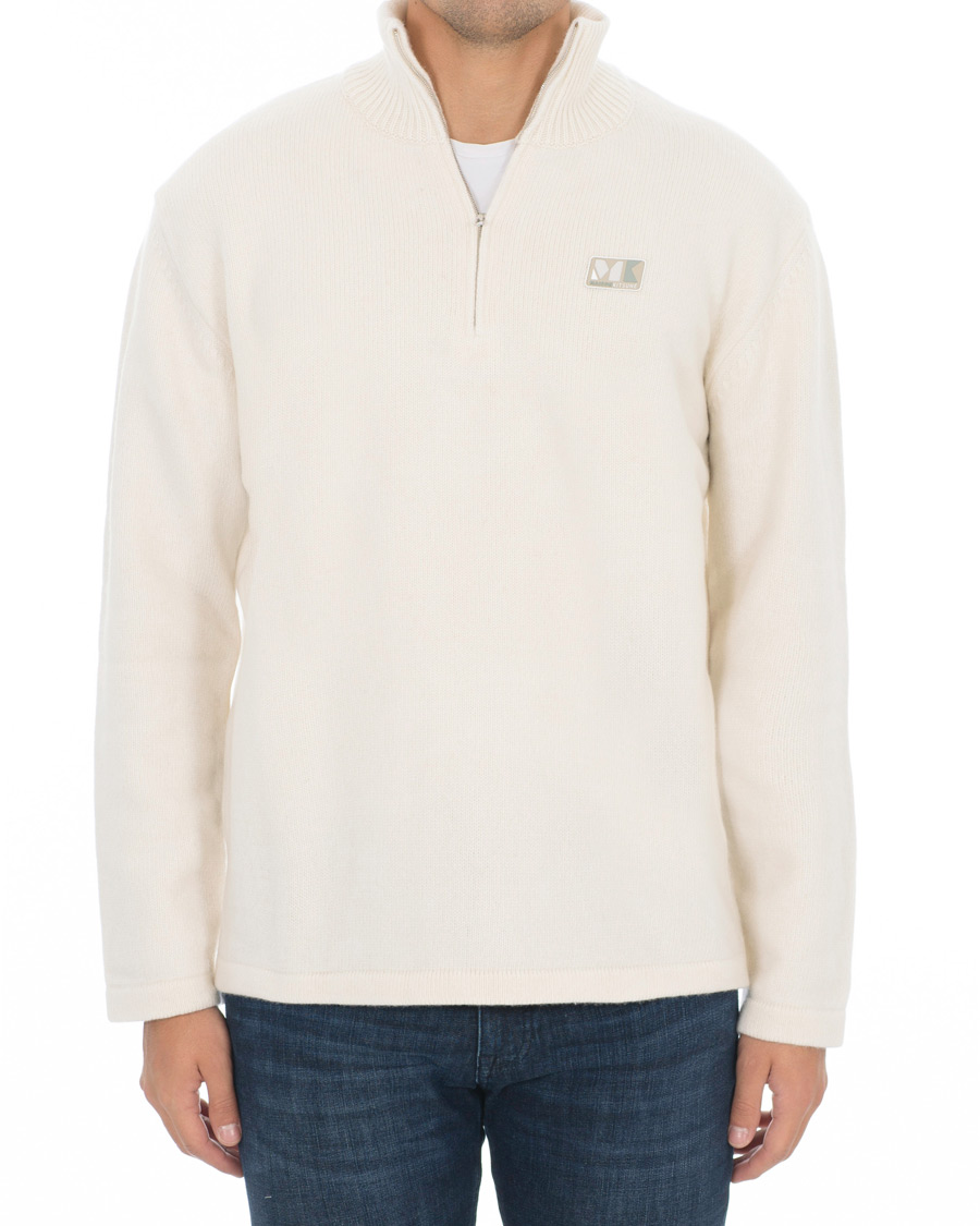 Homme | Pulls Et Tricots | Maison Kitsuné | Wool/Cashmere Zip Collar Pullover Ecru