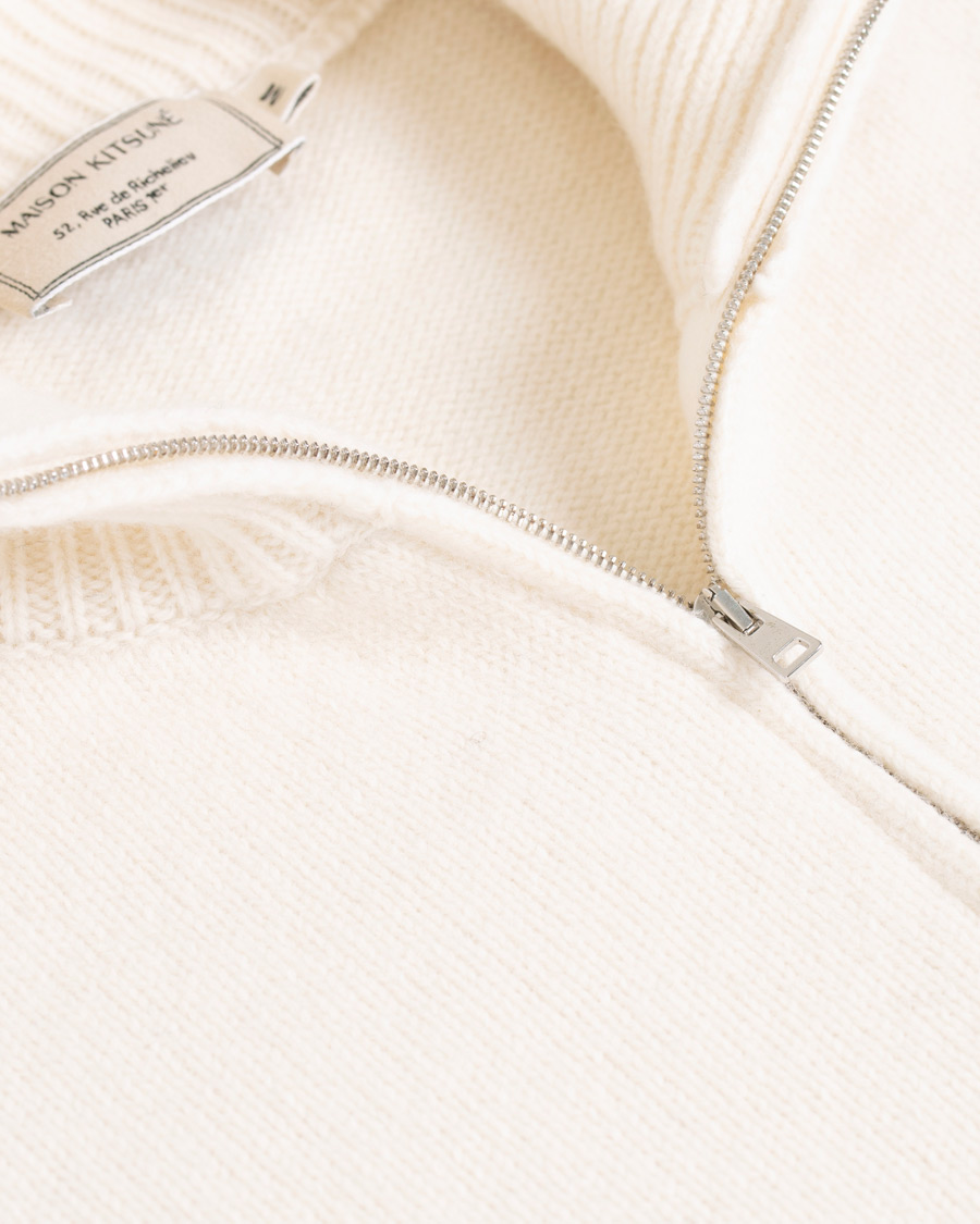Homme | Pulls Et Tricots | Maison Kitsuné | Wool/Cashmere Zip Collar Pullover Ecru
