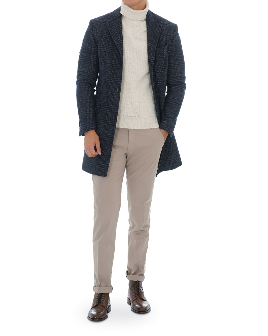 Heren | Jassen | Morris | Wesley Check Coat Navy