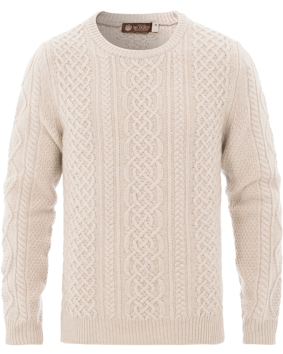 Homme | Pulls Et Tricots | Morris Heritage | Cable Knitted Cashmere O-Neck Off White